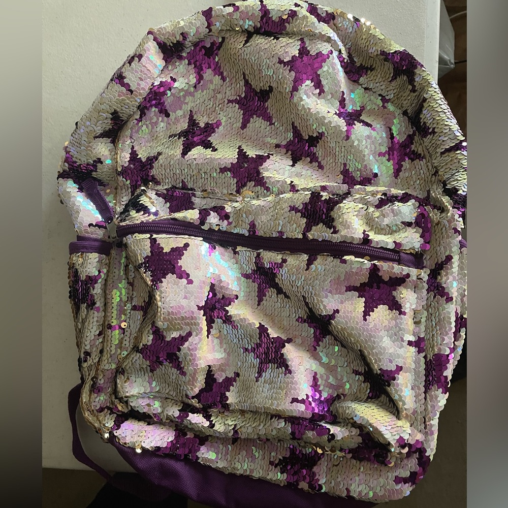 Shimmering-Purple/White Sequin Backpack